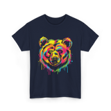 Colourful Bear Artwork Animal Art T-Shirt - Navy