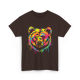 Colourful Bear Artwork Animal Art T-Shirt - Dark Chocolate