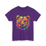 Colourful Bear Artwork Animal Art T-Shirt - Purple