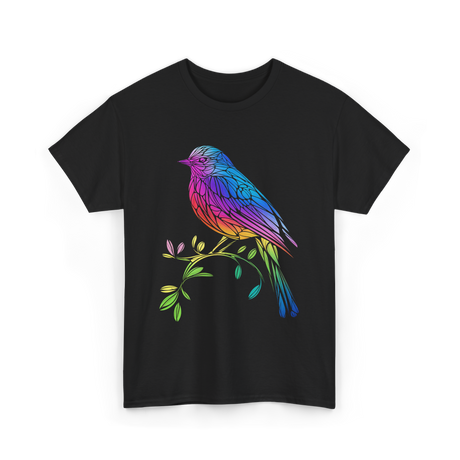 Colourful Bird Birdwatching T-Shirt - Black