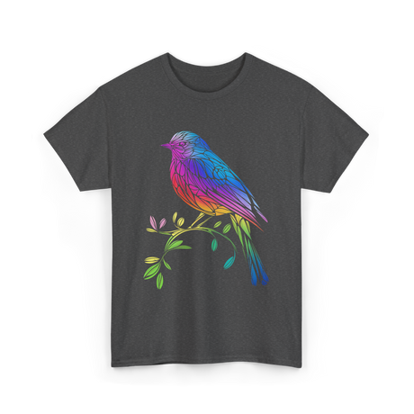 Colourful Bird Birdwatching T-Shirt - Dark Heather