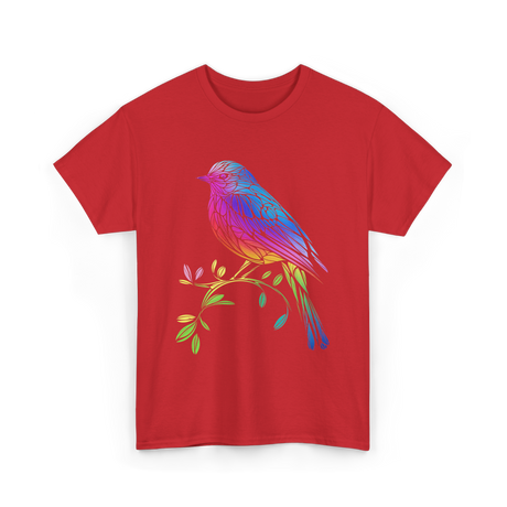 Colourful Bird Birdwatching T-Shirt - Red