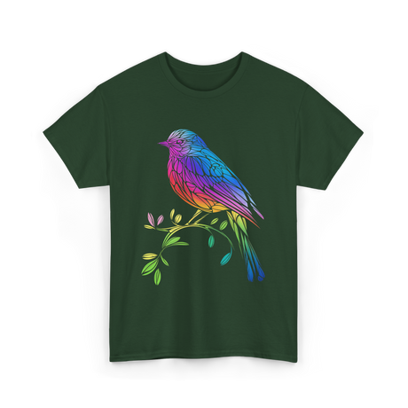 Colourful Bird Birdwatching T-Shirt - Forest Green