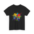 Colourful Paint Splashes Art T-Shirt - Black