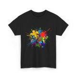 Colourful Paint Splashes Art T-Shirt - Black