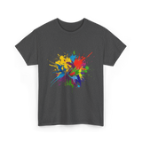 Colourful Paint Splashes Art T-Shirt - Dark Heather