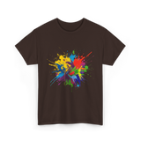 Colourful Paint Splashes Art T-Shirt - Dark Chocolate