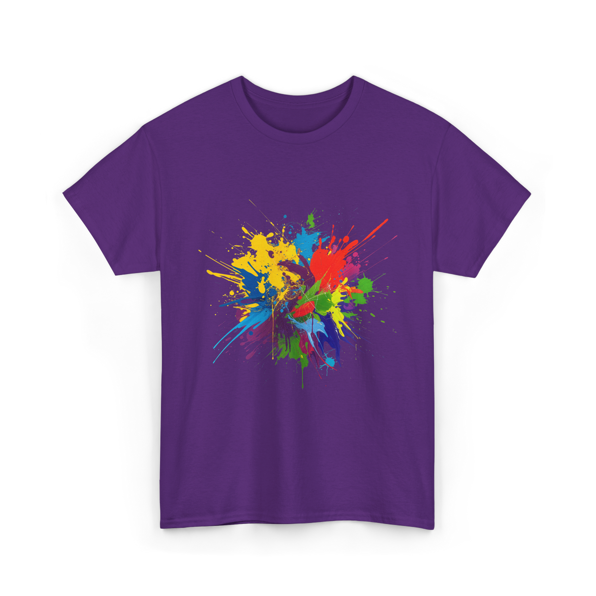 Colourful Paint Splashes Art T-Shirt - Purple