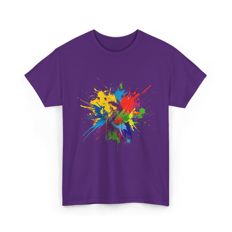 Colourful Paint Splashes Art T-Shirt - Purple