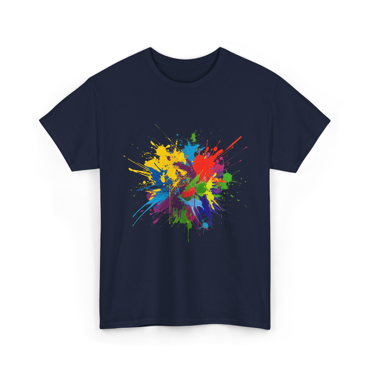 Colourful Paint Splashes Art T-Shirt - Navy