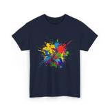 Colourful Paint Splashes Art T-Shirt - Navy