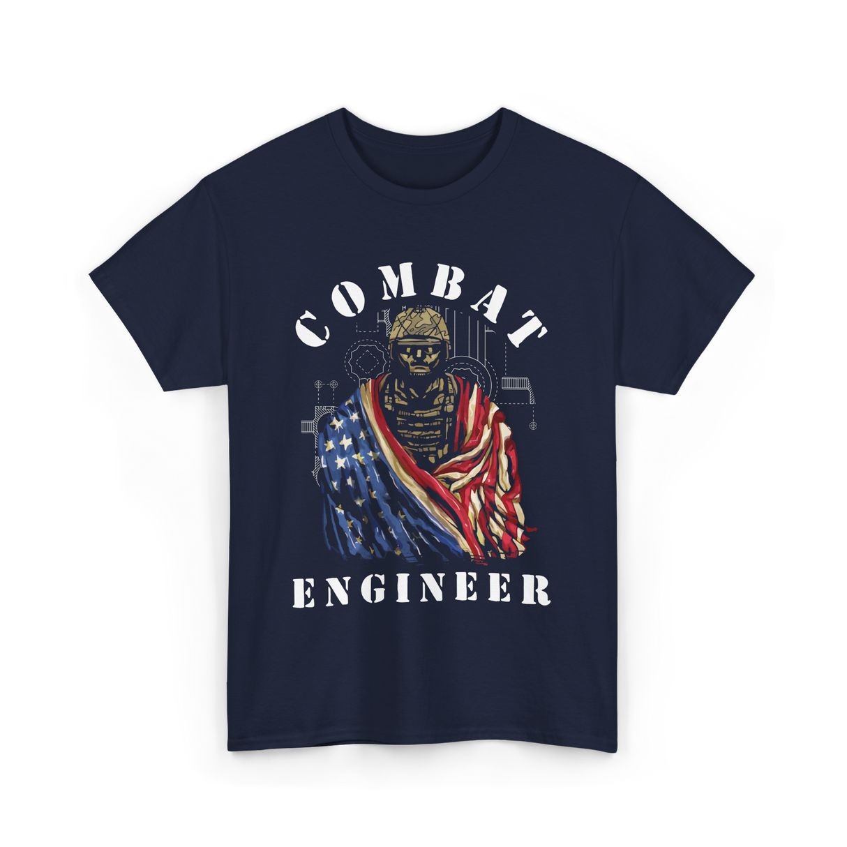 Combat Engineer Military Veteran T-Shirt - Navy