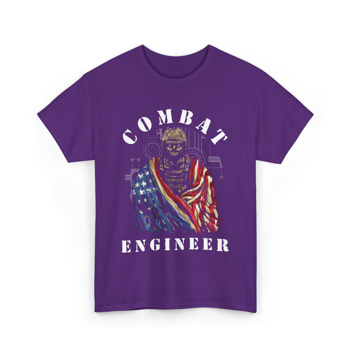 Combat Engineer Military Veteran T-Shirt - Purple