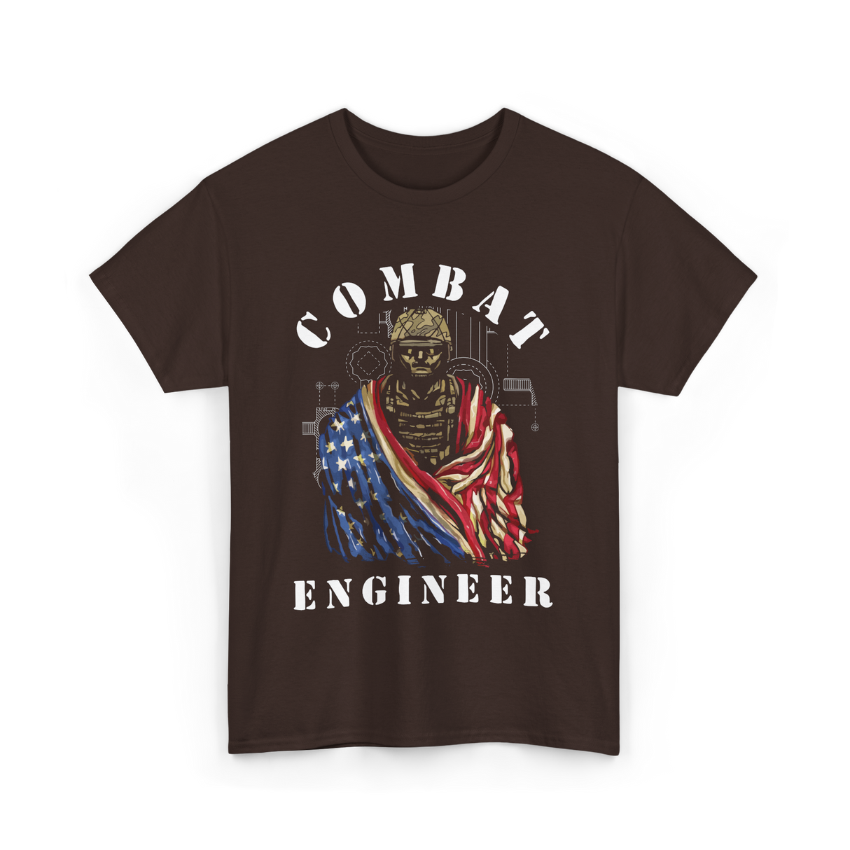 Combat Engineer Military Veteran T-Shirt - Dark Chocolate