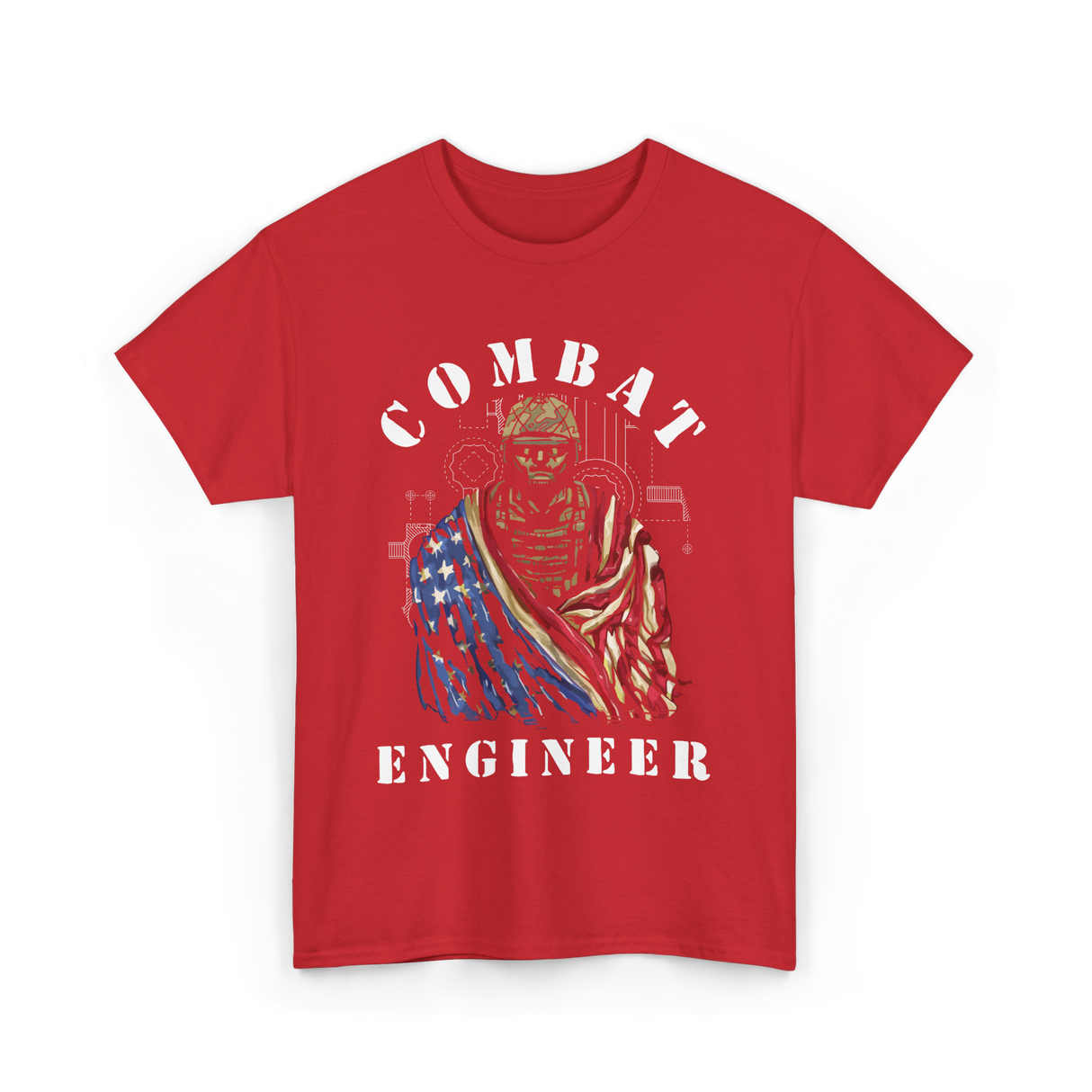 Combat Engineer Military Veteran T-Shirt - Red