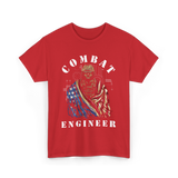 Combat Engineer Military Veteran T-Shirt - Red