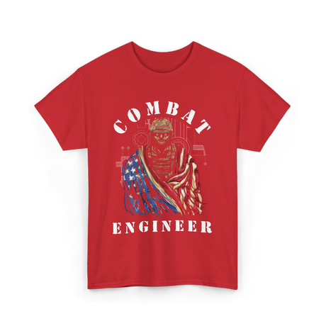 Combat Engineer Military Veteran T-Shirt - Red