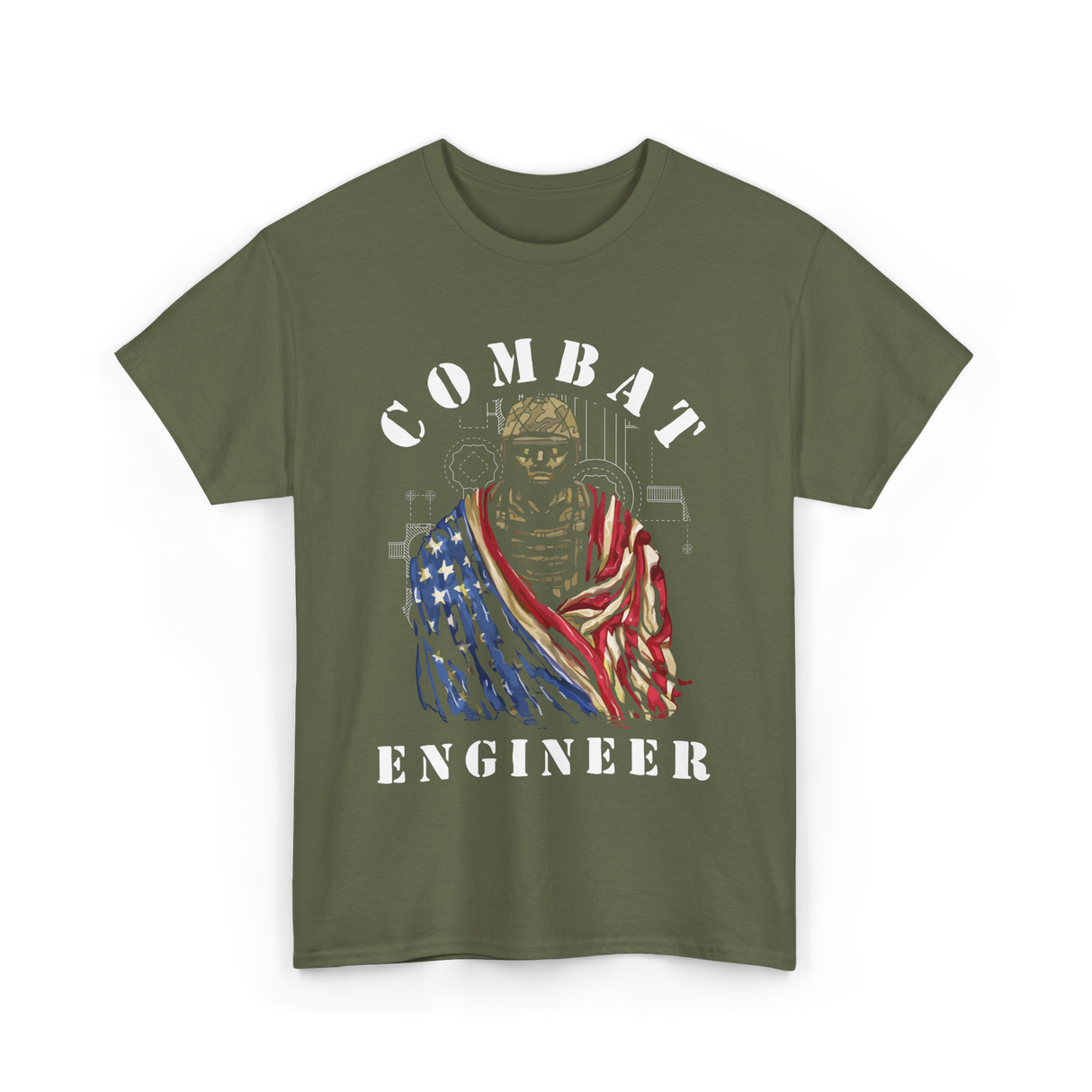 Combat Engineer Military Veteran T-Shirt - Military Green