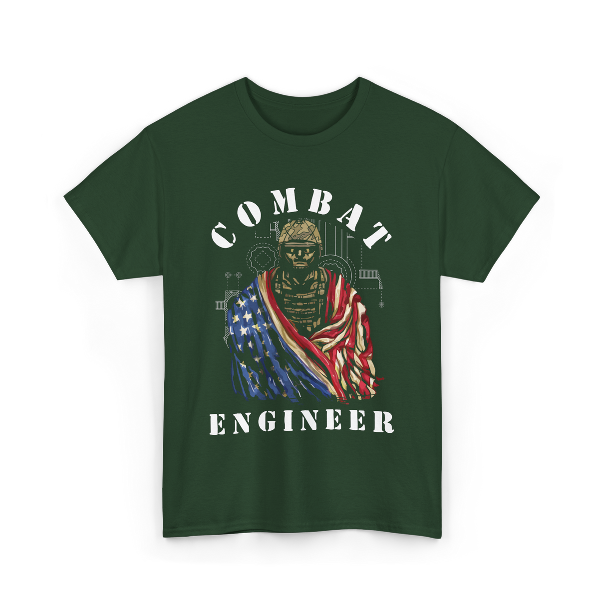 Combat Engineer Military Veteran T-Shirt - Forest Green