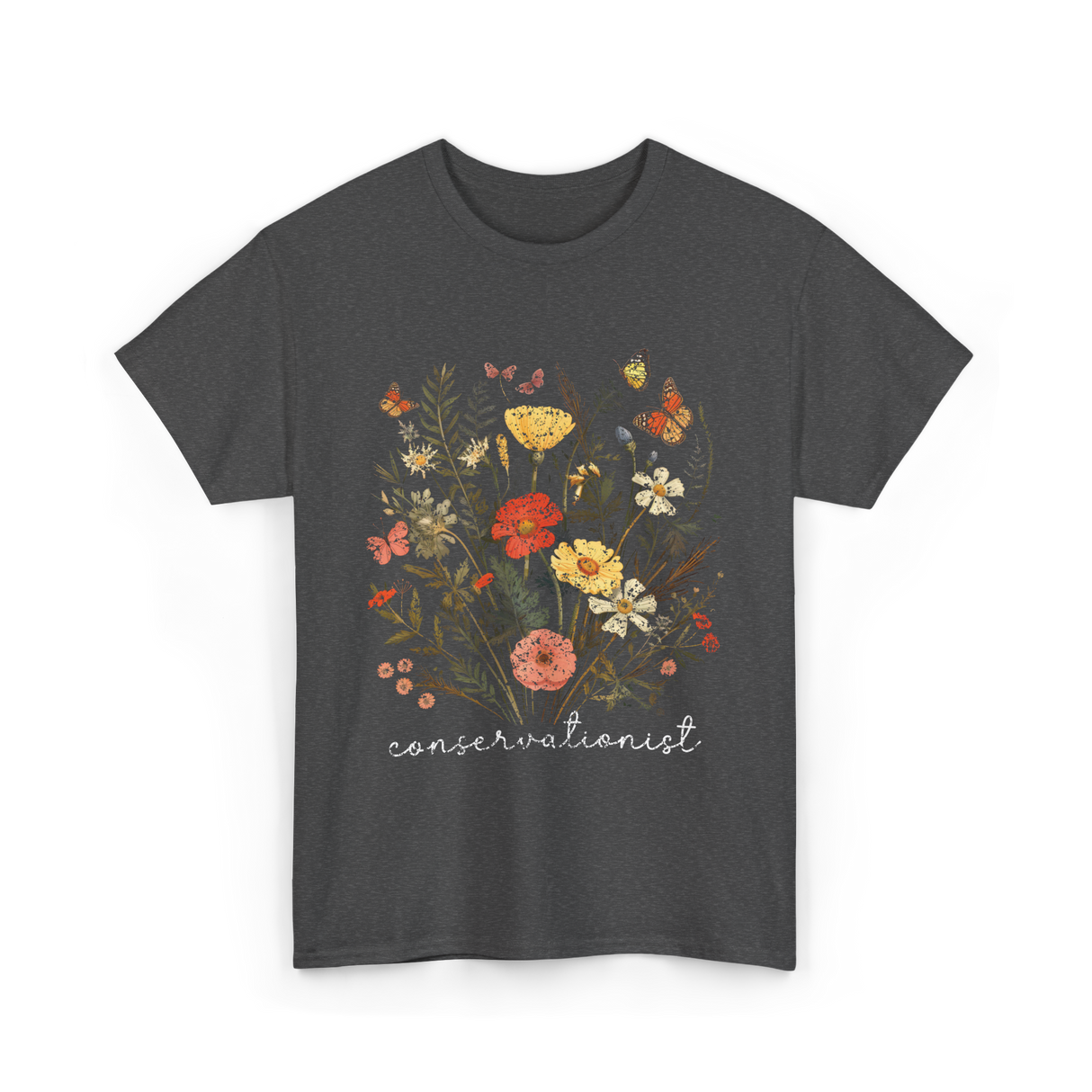 Conservationist Floral Nature Life T-Shirt - Dark Heather