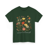 Conservationist Floral Nature Life T-Shirt - Forest Green