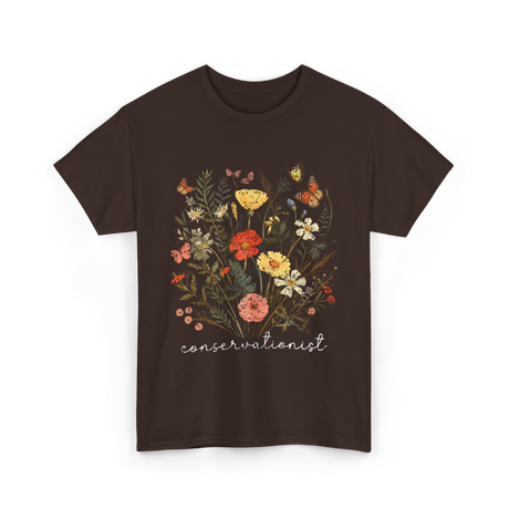 Conservationist Floral Nature Life T-Shirt - Dark Chocolate