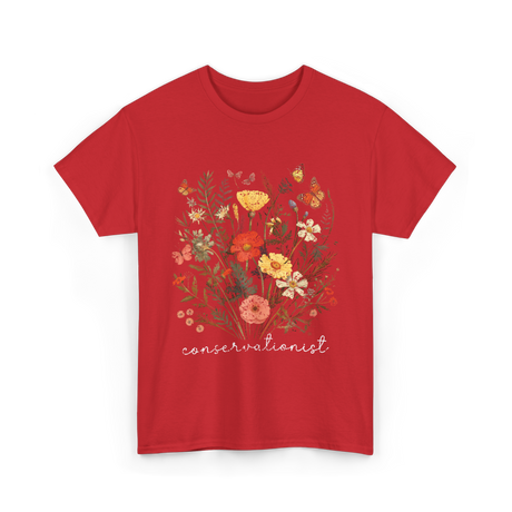 Conservationist Floral Nature Life T-Shirt - Red