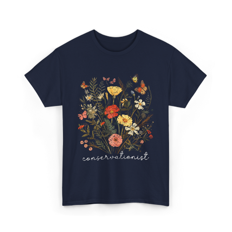 Conservationist Floral Nature Life T-Shirt - Navy