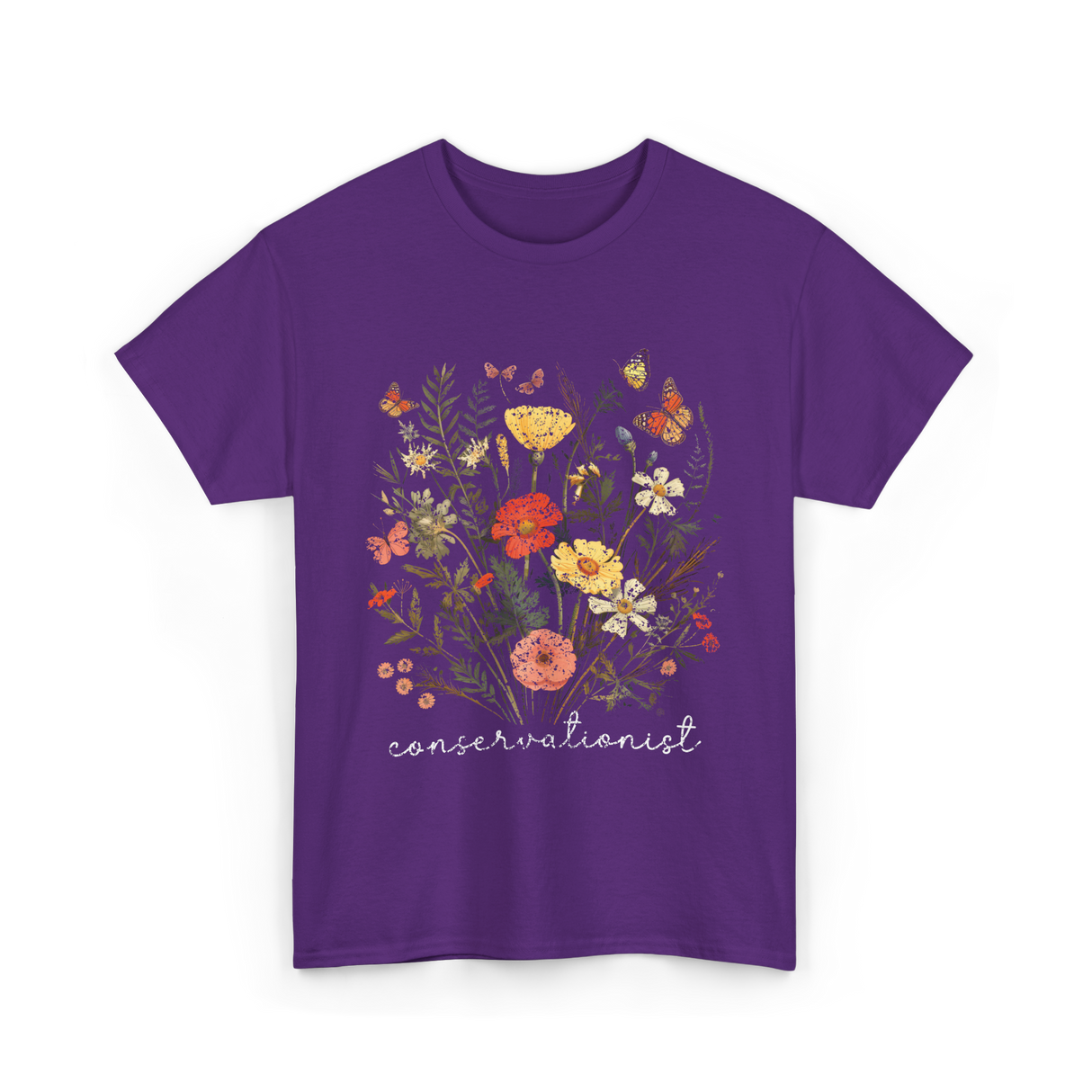 Conservationist Floral Nature Life T-Shirt - Purple