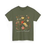 Conservationist Floral Nature Life T-Shirt - Military Green