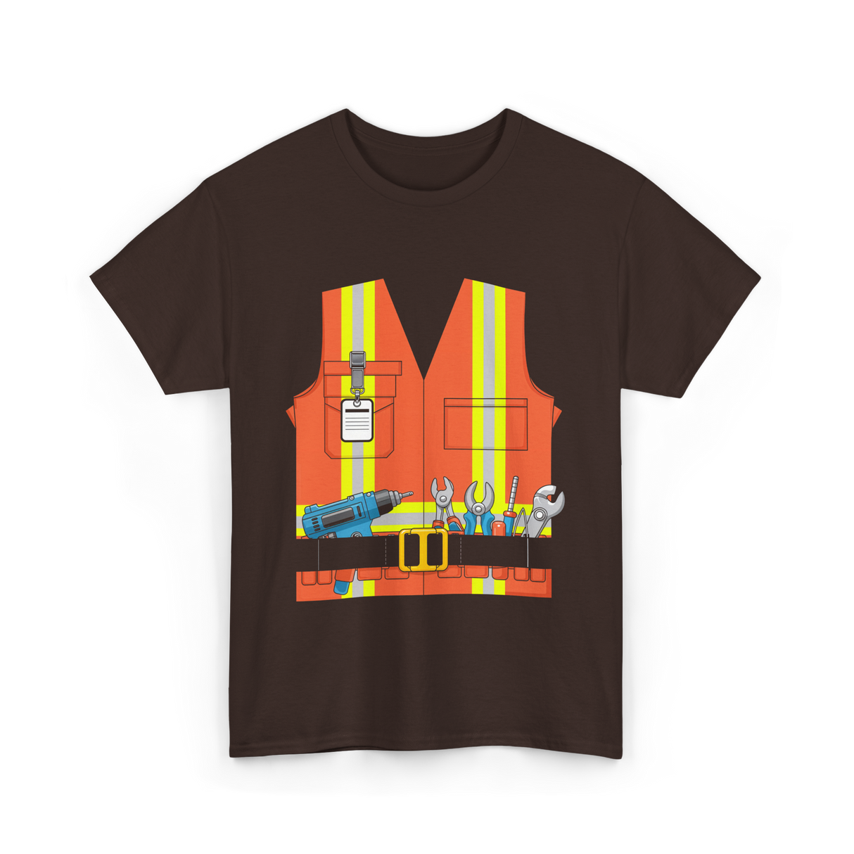 Construction Worker Costume Tools T-Shirt - Dark Chocolate