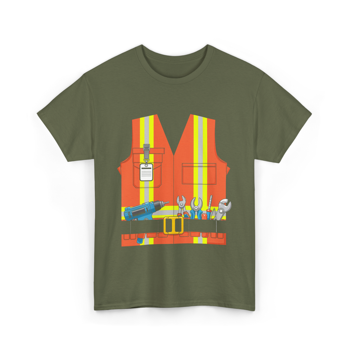 Construction Worker Costume Tools T-Shirt - Military Green