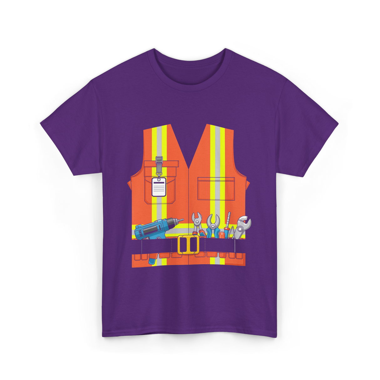 Construction Worker Costume Tools T-Shirt - Purple