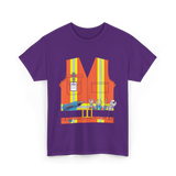 Construction Worker Costume Tools T-Shirt - Purple