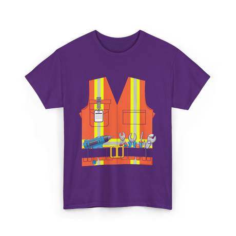 Construction Worker Costume Tools T-Shirt - Purple