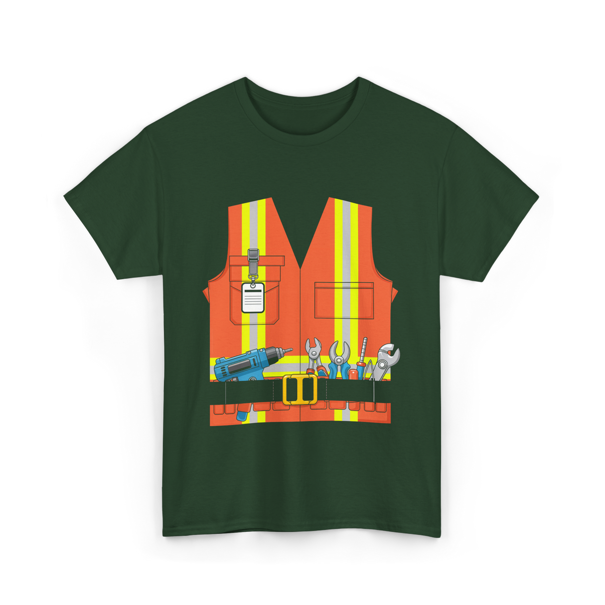 Construction Worker Costume Tools T-Shirt - Forest Green