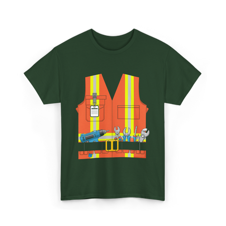 Construction Worker Costume Tools T-Shirt - Forest Green