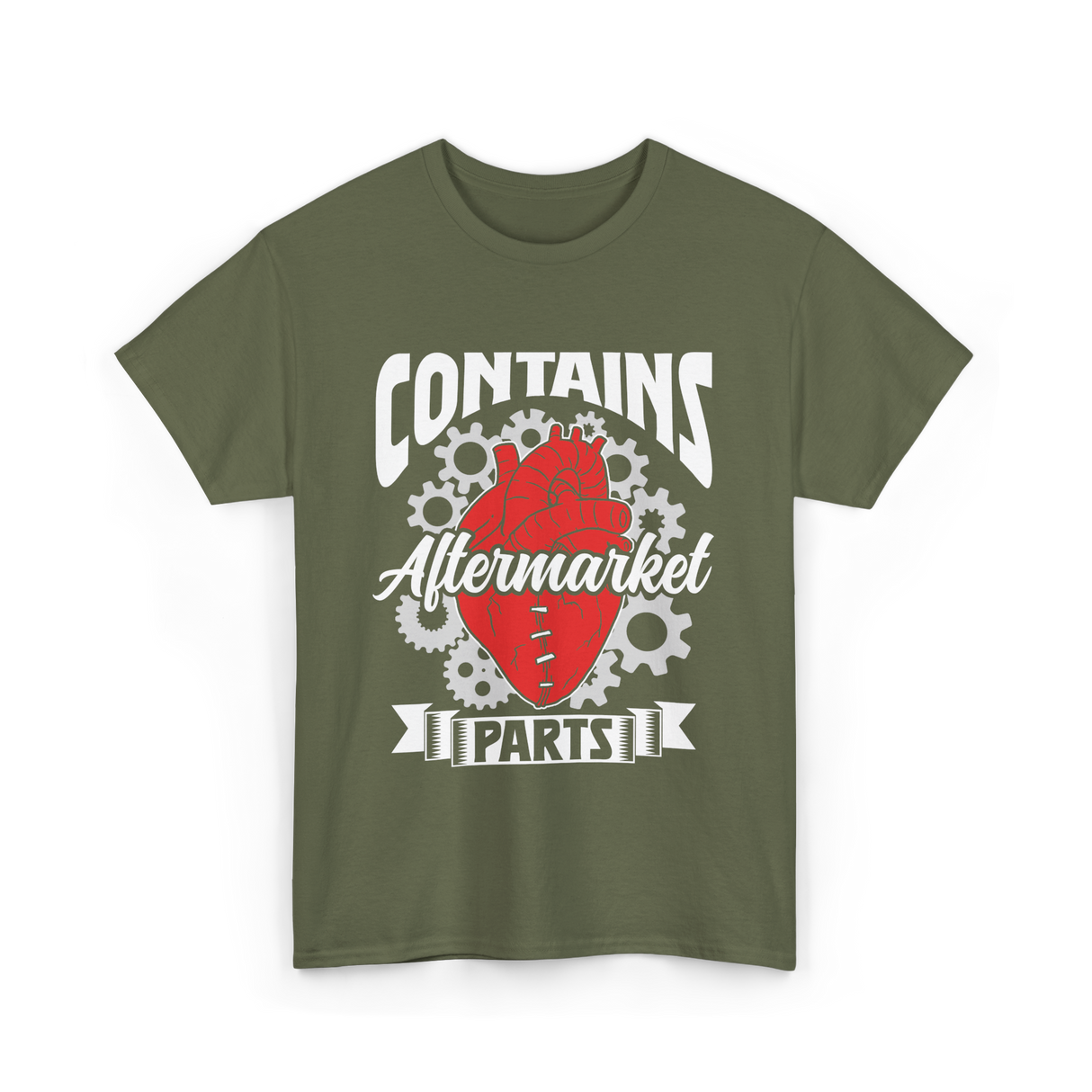 Contains Aftermarket Parts Heart T-Shirt - Military Green