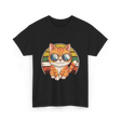 Cool Cat Illustration Cat Lover T-Shirt - Black