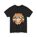 Cool Cat Illustration Cat Lover T-Shirt - Black