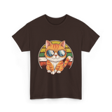 Cool Cat Illustration Cat Lover T-Shirt - Dark Chocolate