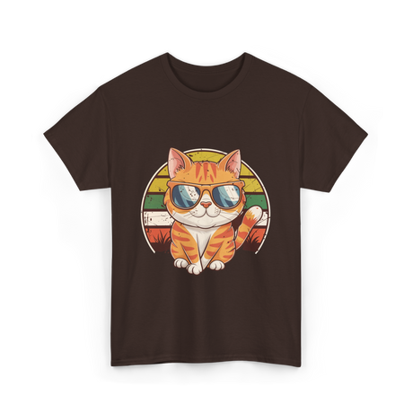 Cool Cat Illustration Cat Lover T-Shirt - Dark Chocolate