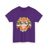 Cool Cat Illustration Cat Lover T-Shirt - Purple