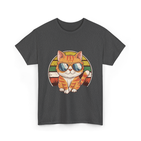 Cool Cat Illustration Cat Lover T-Shirt - Dark Heather