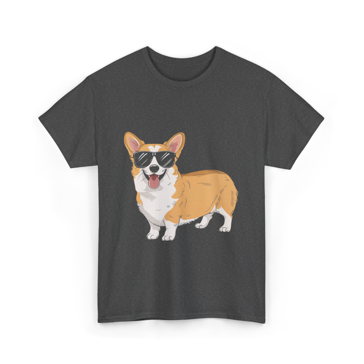 Cool Corgi Sunglasses Dog T-Shirt - Dark Heather