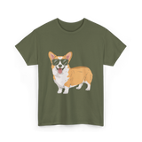 Cool Corgi Sunglasses Dog T-Shirt - Military Green