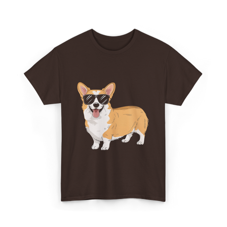 Cool Corgi Sunglasses Dog T-Shirt - Dark Chocolate