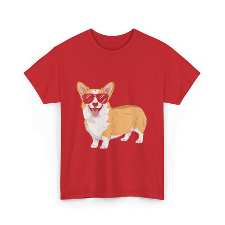 Cool Corgi Sunglasses Dog T-Shirt - Red