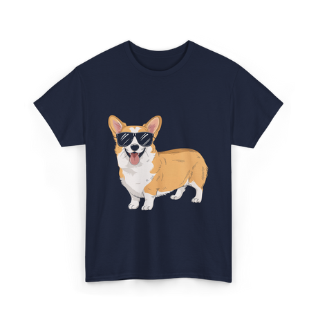 Cool Corgi Sunglasses Dog T-Shirt - Navy