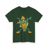 Cool Corn Dancing Corn T-Shirt - Forest Green